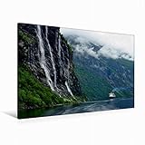 Premium Textil-Leinwand 120 x 80 cm Quer-Format Geiranger Fjord | Wandbild, HD-Bild auf Keilrahmen, Fertigbild auf hochwertigem Vlies, Leinwanddruck von Werner Prescher
