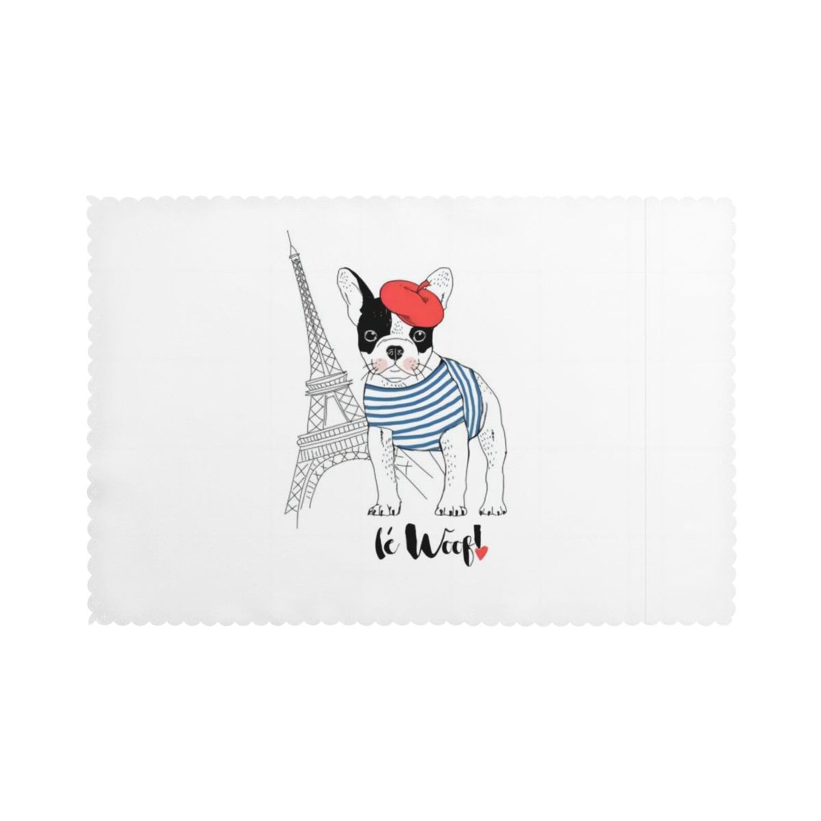 dog with Eiffel Tower Printed table mat set (6 pieces) - Aesthetic upgrade for family gatherings and hotel banquets