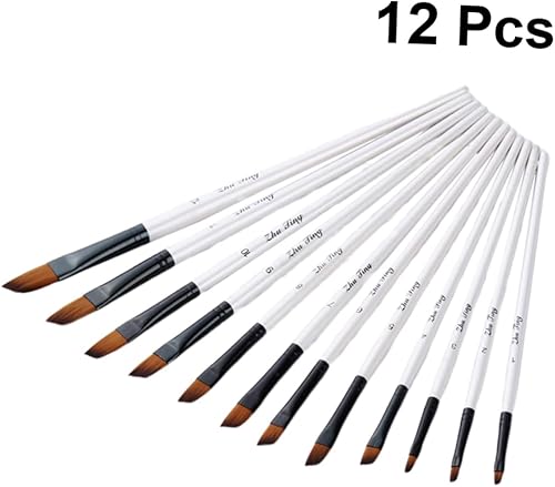 Miniatura 9 de VILLCASE 12 pinceles de pintura en miniatura, pinceles de pintura para pintura al óleo, kit de pinceles de pintura al óleo, pinceles de pintura para