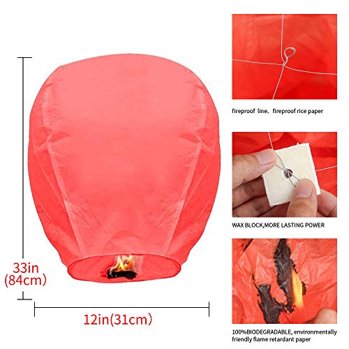 Paper Lanterns, 18pcs 100% Biodegradable Chinese Sky Lanterns, Wishing Lanterns for Weddings, Parties, New Year, Celebrations, Commemorative Ceremonies