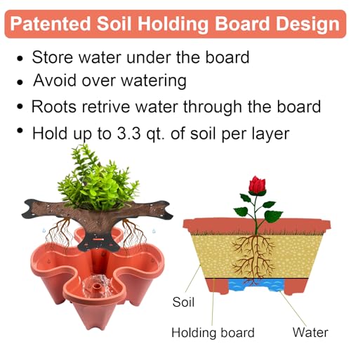 DUNCHATY Stackable Planter, Vertical Garden Planter, Strawberry Planter, Indoor/Outdoor Planters, 6 Tier Garden Planter Tower, Herb Planter Pots for Growing Vegetables and Succulents - Thumbnail 5