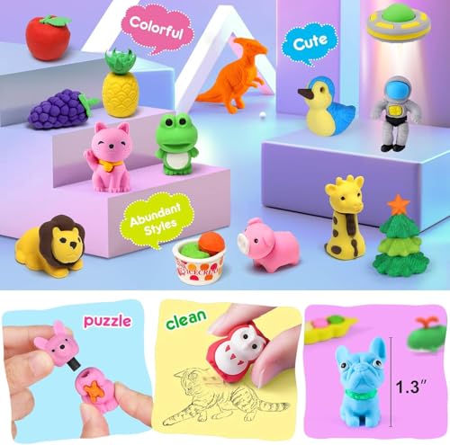 Image of SUPER TOY 10PC Assorted Erasers for Kids Different Shapes 3D Erasers Return Gift Classroom School Prize Rewards Rubber for Boys & Girls Stationery Supplies Party Favors