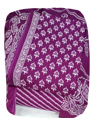 Image of DRAVINAM Trends Women's Premium Cambric Cotton Jaipuri Printed Unstitched Salwar Suit Dress Material with Mulmul Cotton Dupatta