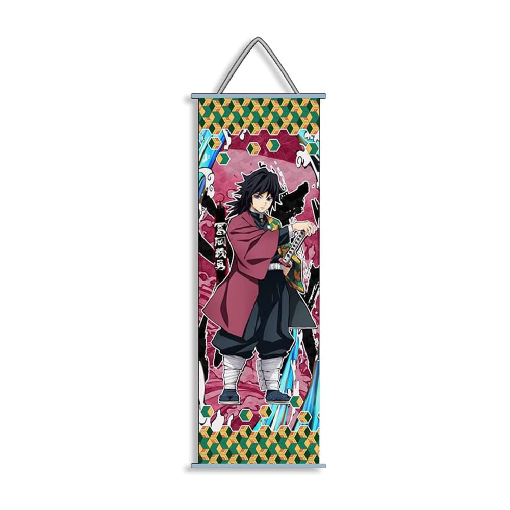 ROSETOR 1PC Anime Paintings Fabric Cloth Poster Wall Scroll Blade Of Destruction(Tomioka Giyuu)