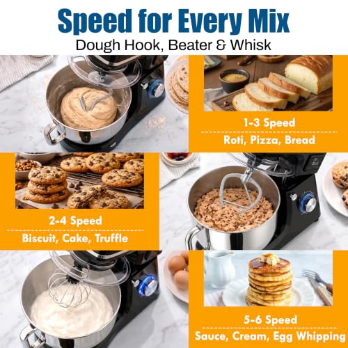 Image of NexLev Stand Mixer | 2000W Copper Motor Dough Maker Machine with Digital Timer, 8L Stainless Steel Bowl, 6 Speed + Pulse Control, Metal Gears, Planetary Rotation, Teflon Coated, ST-03