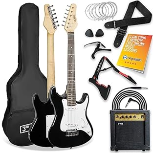 LUXURY ELECTRIC GUITAR SET - Everything you need to play can be found in this luxury electric guitar set from 3rd Avenue. In addition to the 3/4 size guitar itself, you will receive a lightweight carry case for transportation and storage, picks to st...