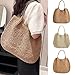 MODODO Braided Straw Handbag Large Capacity Woven Shoulder Bag Fashionable Color Basket Bag for Beach Vacation