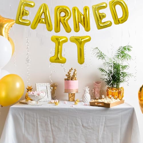 Image of TONIFUL Gold Earned It Graduation Balloon Banner 2026 Nurse Graduations Decorations,2026 Nursing Balloons Gold Earned It Nursing Balloons for Class of 2026 RN Grad Party Supplies