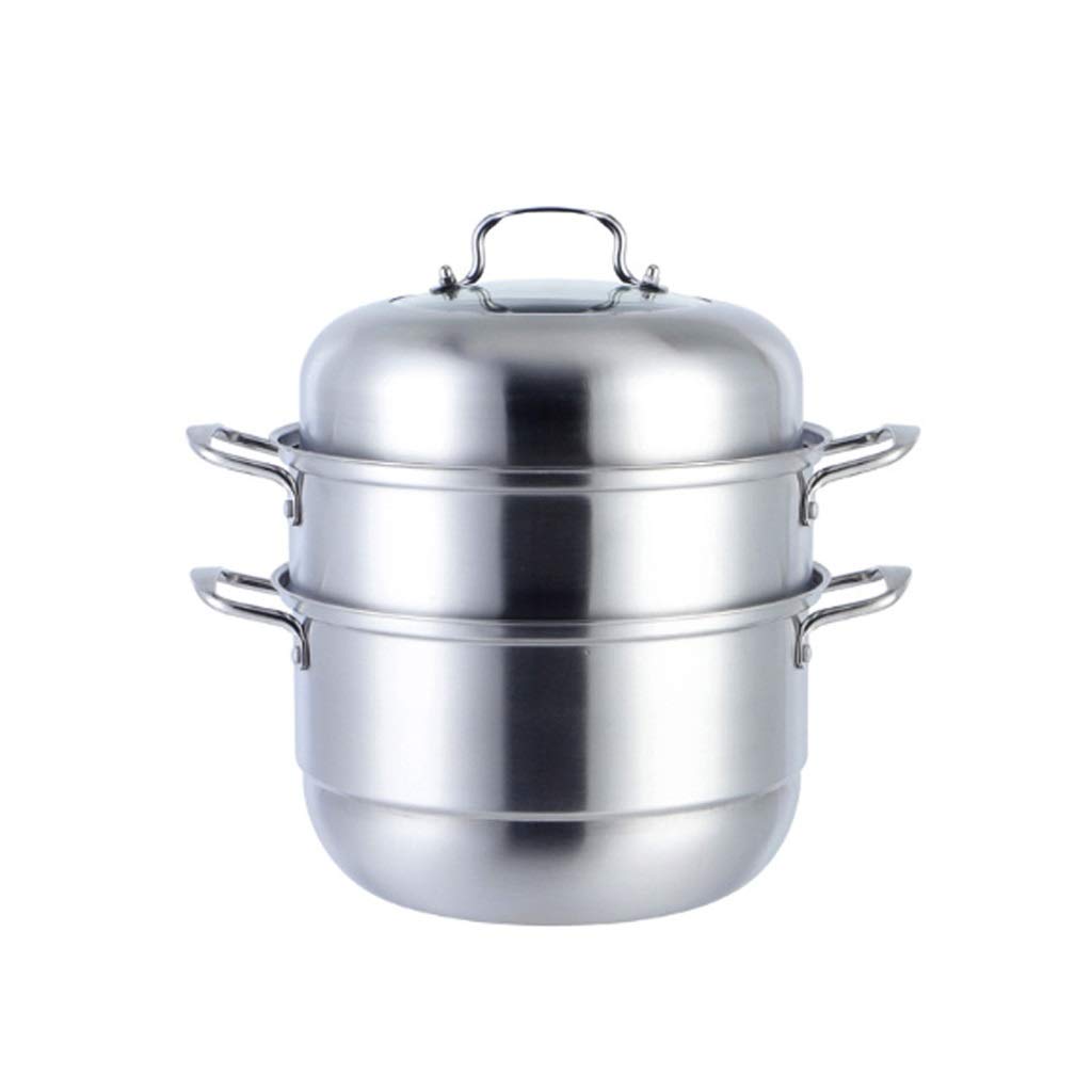 GTHTUHFD Stainless Steel Steam Basket Pot Thicken Boiler Steamer Soup Induction Cooker Gas Stove Metal Pan,E