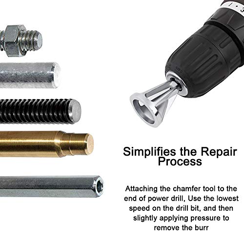 Deburring External Chamfering Tool, Chamfer Tool Deburring External Drill High Speed Stainless Steel Burr Removal Bit Quickly Repairs Damaged Metal External Chamfer Deburring Tool (Silver-2Pack) #TOP2