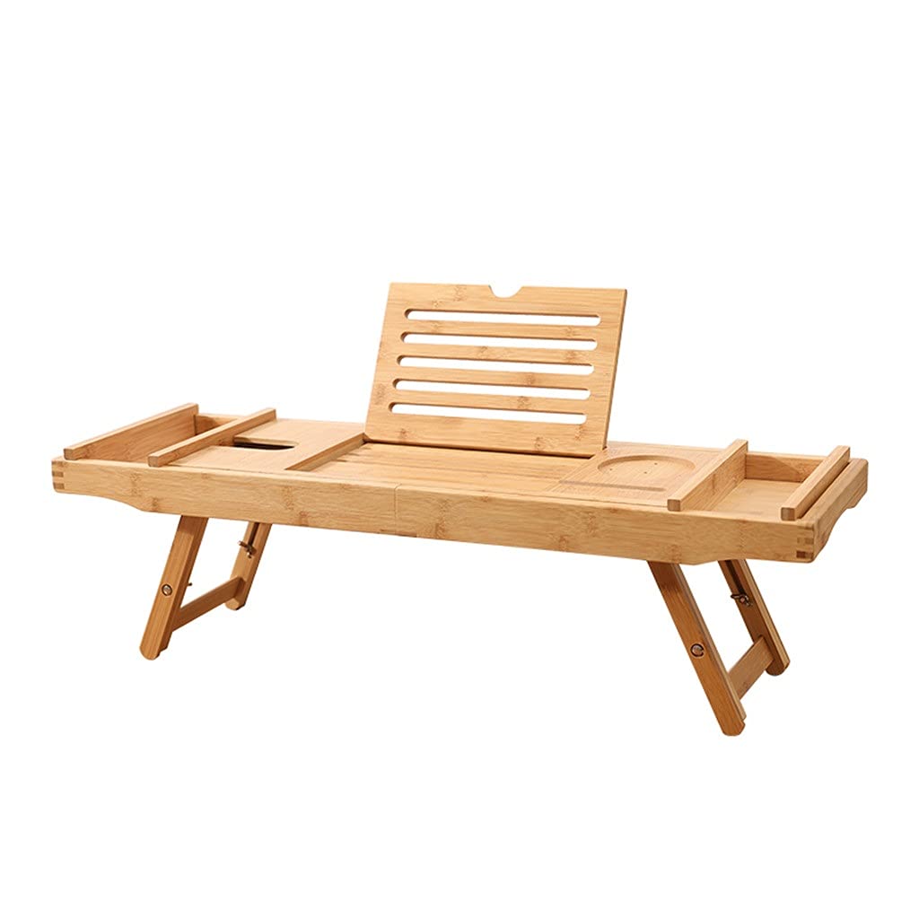 Panneau de bain en bambou avec pieds pliants et plateau imperméable