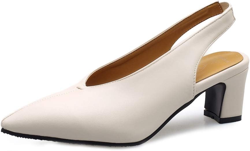 Women Pointed Toe Pumps Mid Heel Shoes Classic Comfort Slingback Office Work Dress Shoes