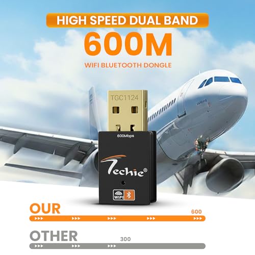 Image of Techie USB Wi-Fi Adapter 600Mbps with Bluetooth 4.2 Dual Band USB 2.0