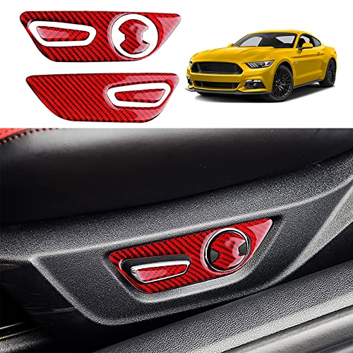 YOFAMO Carbon Fiber Seat Adjustment Sticker Decals Interior Trim Accessories for Ford Mustang 2015 2016 2017 2018 2019 2020 2021 2022(5PCS Red)