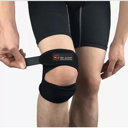 Be Smart Patellar Knee Strap – Adjustable Neoprene Patella Tendon Support Band for Running, Jumper’s Knee, Arthritis, Tendonitis & Osgood-Schlatter Relief – Lightweight Brace (1, Black, One Size)