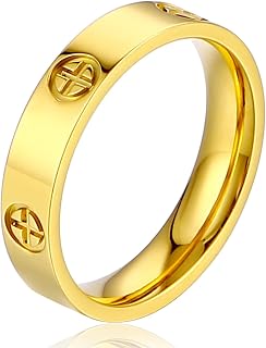 Women's Stainless Steel Wedding Ring 18K Gold Love Ring Friendship Engagement Wedding Jewelry, Promise Ring Mother's Day Christmas Birthday Gift, Size 5-10