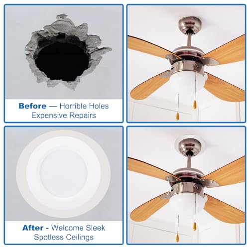 Image of PATIKIL 4 Packs Home Lighting Ceiling Medallions 3.98 inch ID and 5.51 inch OD, Metal Flat Round Goof Plate Cover Ring Decorative Trim for Hanging Pendant Lights Recessed Can Lighting, Nickel