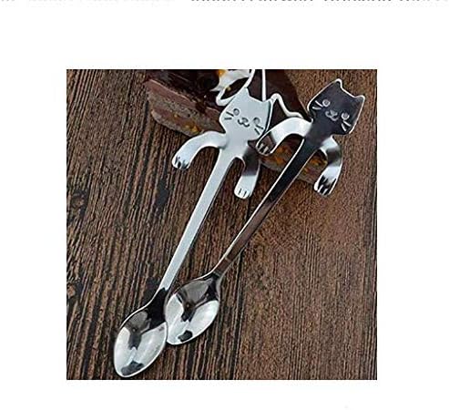 YJYdada 1 Piece Cute Cat Spoon Long Handle Spoons Flatware Drinking Tools Kitchen Gadget