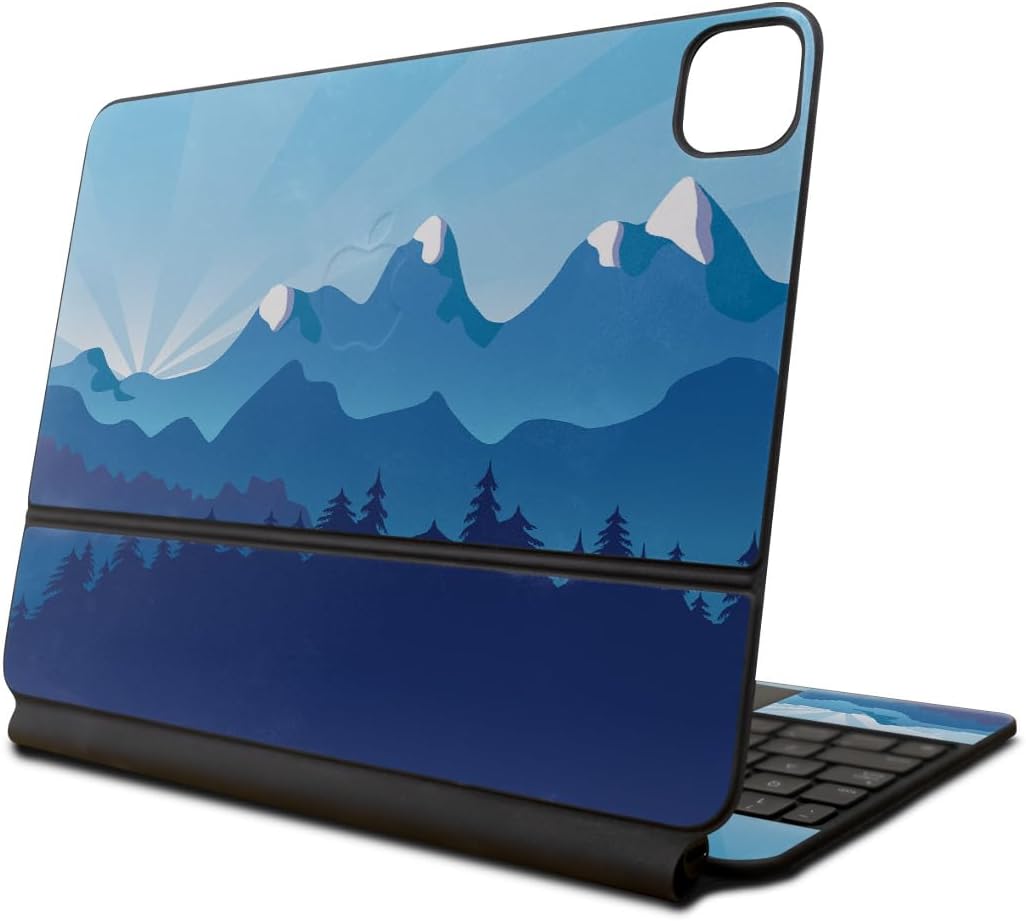 Glossy Glitter Skin Compatible With Apple Magic Keyboard for iPad Pro 13‑inch (M4) 2024 - Blue Petals - Premium 3M Vinyl Protective Wrap Decal Cover - Easy To Apply | Crafted in the USA by MightySkins