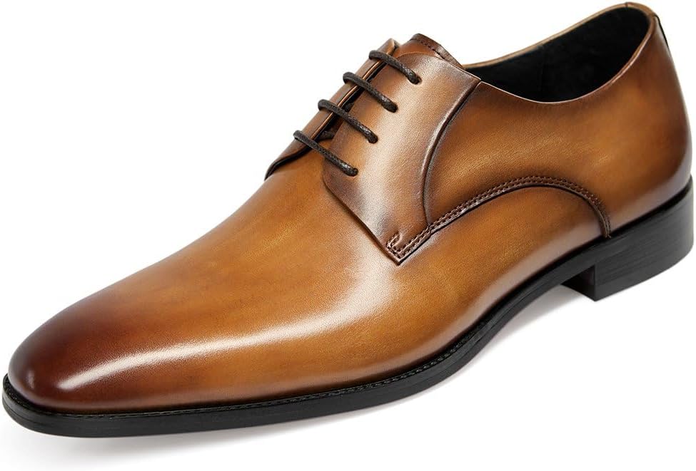 GIFENNSE Men's Dress Shoes Oxford Lace-Up Leather Formal