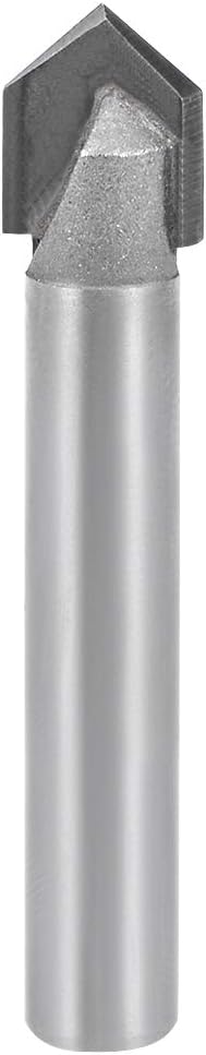uxcell 90 Degree V-Groove Router Bit 5/16" Dia with 1/4" Shank, Carbide Tipped V Grooving Bit (Gray)