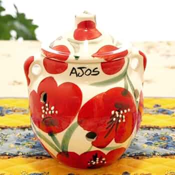 スペイン製 PUNTERの壺 アンティーク Amazon｜スペイン陶器 SP-102APH ガーリックポット/赤いポピー