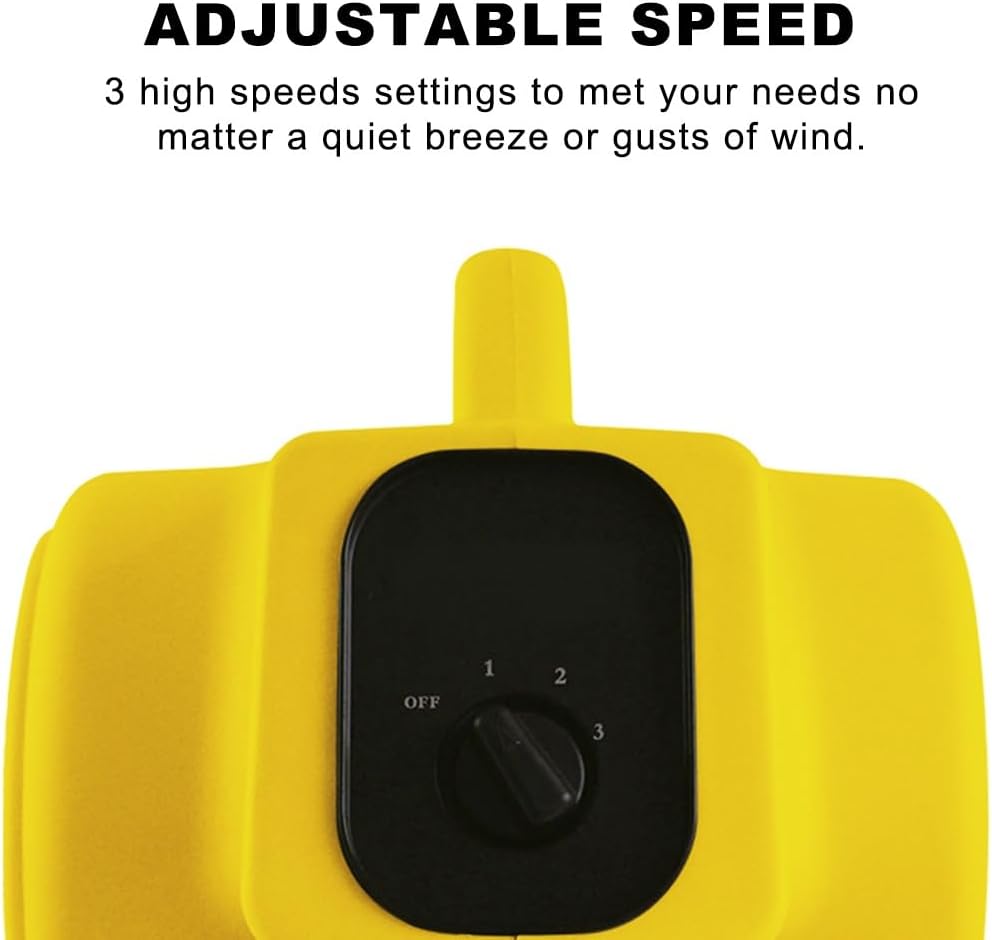 Industrial Air Mover Fan, 800 CFM, 180W, 1/4 HP, Yellow, Portable Floor Dryer, 13x10.8x12.2 Inch, 60dB Noise Level