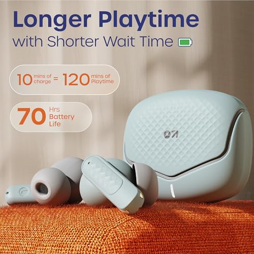 Image of GOBOULT Z40 V2.0 with 70H Playtime, Quad Mic ENC, 45ms Low Latency, 13mm Bass, Legacy Continues, IPX5, Bluetooth 5.4, TWS Truly Wireless in Ear Earbuds (Arctic Blue)
