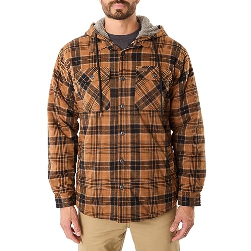 Image of Smith's Workwear Men's Sherpa-Lined Hooded Flannel Shirt-Jacket