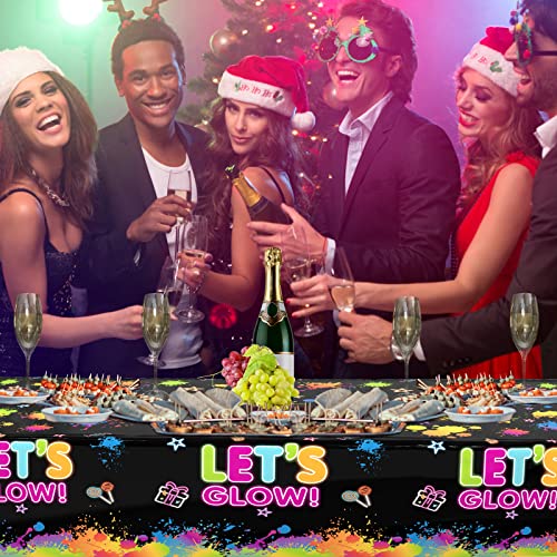 3 Pcs Glow Party Table Covers Neon Party Tablecloths Glow In The Dark Party Tablecloths Decorations Neon Party Table Cover Supplies For Glow Party Favors, Neon Birthday Party And Black Light Party #TOP5