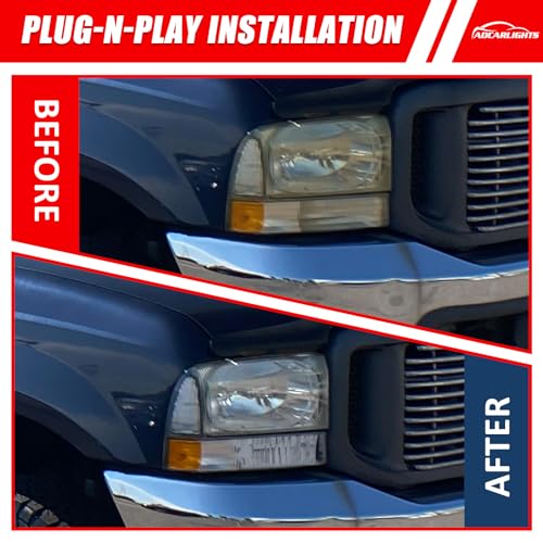 ADCARLIGHTS for 1999 2000 2001 2002 2003 2004 F250 F350 F450 F550 Headlight Assembly compatible with 99-04 Ford Super Duty Chrome Housing Amber Reflector Headlamp Replacement Left and Right by ADCARLIGHTS - Image 4
