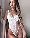Aranmei Women Hollow Out Lace One Piece Bodysuit Teddy Lingerie (White, Small)