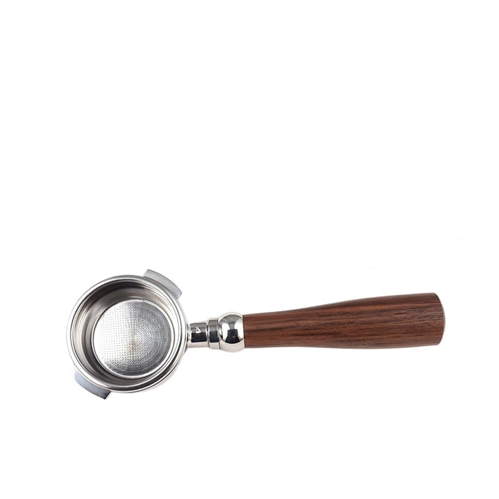 Accesorio De Café Con Mango De Madera, Compatible Con Bezzera, Filtro Sin Fondo For Cafetera De Acero Inoxidable Con Portafiltro De Dos Orejas De 58MM.(Walnut)