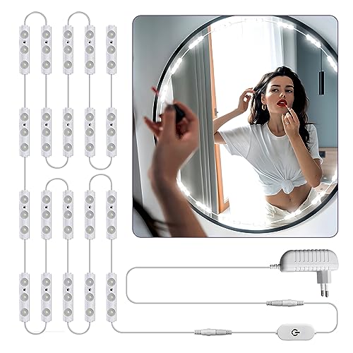 Alopee LED Spiegelleuchten,10FT Dimmbar Spiegel Beleuchtung mit 60 Leds, 7000K Kaltweiß LED Make Up Licht mit EU-Kabel Makeup Strip Lichter für Kosmetikspiegel, Badezimmer