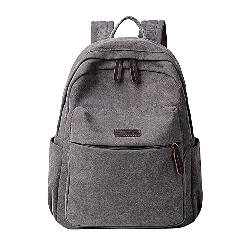 XOXSION Mochila de lona para mujer, gran capacidad, mochila escolar, regalo para la escuela, viajes, compras, compras, estudiantes, niñas, unisex, bolsa de oficina, gris, Talla única Cover