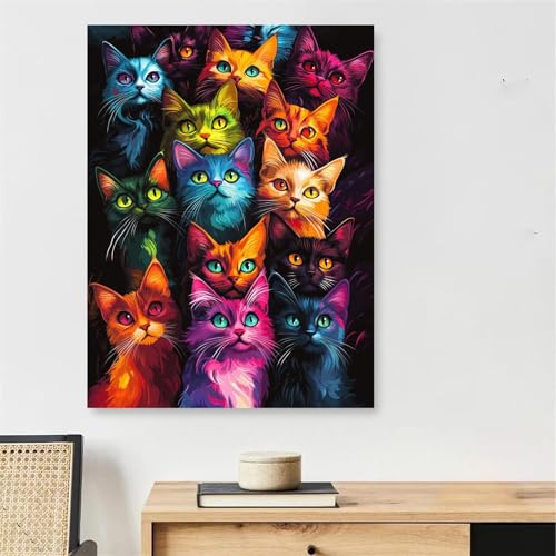 Numéro d'art chat peinture adulte grand format pour s'évader et créer son tableau