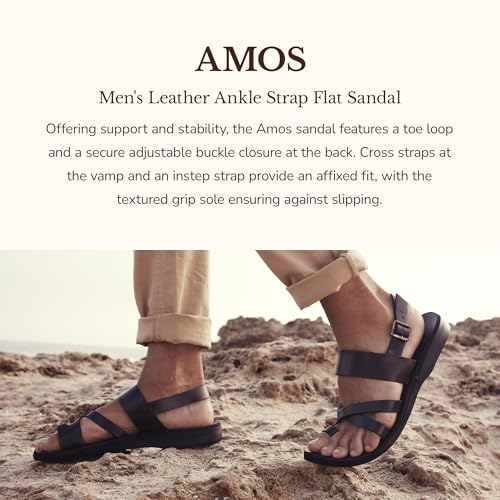 Amos - Leather Ankle Strap Flat Sandal - Mens Sandals2