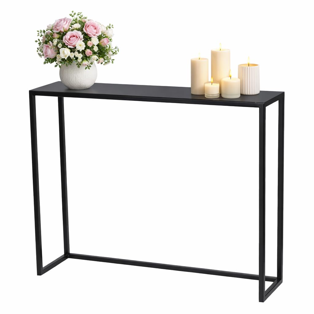 Table Console étroite d'entrée Noir 80x20,5x10 cm