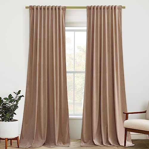 StangH Blush Beige Velvet Curtains - Super Soft Nursery Bedroom
