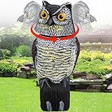 Protecker Owl Decoys to Scare Birds Squirrels Away,Fake Owl Decoys to Scare Squirrels with Rotating Head,Garden Owls Bird Scare Devices for Outdoor Patios