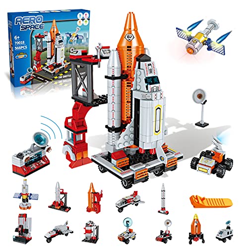 Space Shuttle Toys Building Blocks Kit 13 Models Rocket Shuttle Launch with Brick Seperator STEM Birthday Gift for Boys Kids 6 7 8 9 10 11 12 Years(566Pieces)