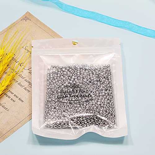 Bala&Fillic Silver Color 4mm Seed Beads About 1200pcs/100Grams in Bag, 6/0 Glass Craft Beads for Making Bracelet and Necklace (Silver) - Image 4