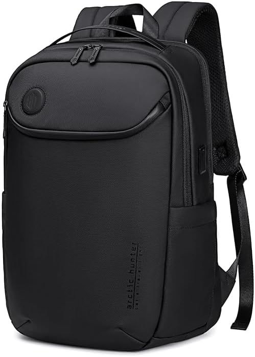 ah arctic hunter Laptop Backpack for Men Women 25L Multi-pockets 15.6" Laptop Bag Shockproof Water-resistant Polyester Stylish Backpack USB & Type-C Port for Office College Daily Use,Black