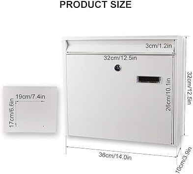 Black Large Capacity Wall-Mounted Mailbox with Lock, Security Mailbox, Dropbox