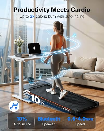Image of MERACH Walking Pad Treadmill with 10% Auto Incline, 350LBS Capacity Under Desk Walking Pad, 3.0 HP Strong Office Treadmill Walking Pad with BT Speaker & Remote Control & APP W50 Lite