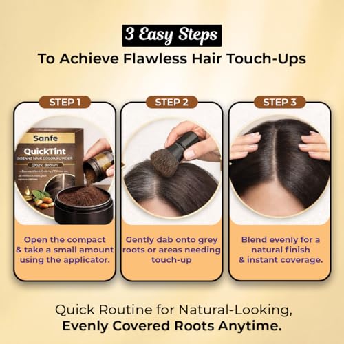 Image of Sanfe QuickTint Instant Hair Color Powder - 20gm | Mess-Free Instant Touch-Ups | Hair Color Powder | Grey Hair Coverage | Hair Colour Black & Dark Brown | Beard Colour
