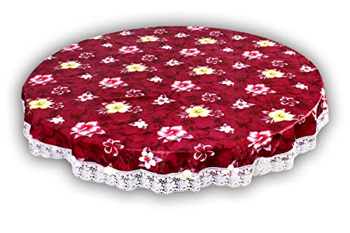 Image of The Furnishing Tree Round Shaped 8 Seater Table Cover WxL 90x90 inches with White Border lace