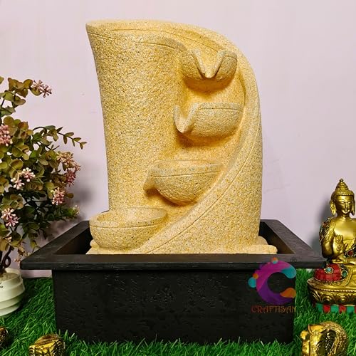 Image of Decorative Water Fountain for Home Decor, Office, Indoor & Outdoor, Garden, Puja Room, Vaastu, Reception, Spa, Gifting. (Yellow Diya)