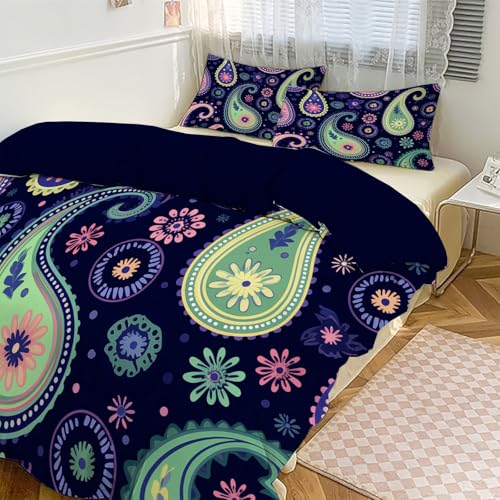 Housse de couette mandala 200x200 violette en microfibre pour lit double chic