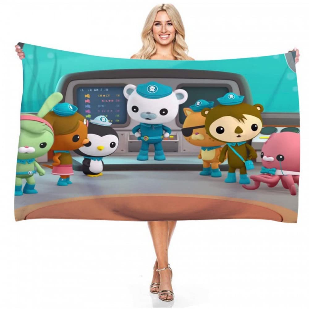 IMFLY Octonuts Beach Towel for Children, Gift Children's Towel for Boys and Girls, Children's Beach Towel with Hood, Soft and Absorbent, Bath Towel (W, 80 x 160 cm)